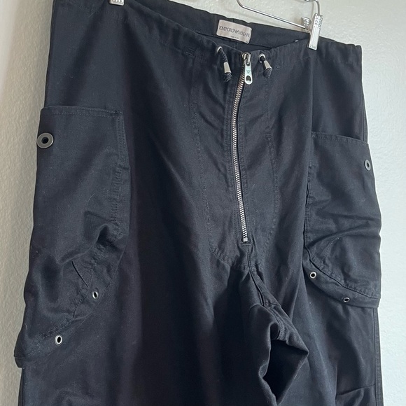 Emporio Armani Men’s Black Wide Cargo Pants, Size 38 - Picture 2 of 13